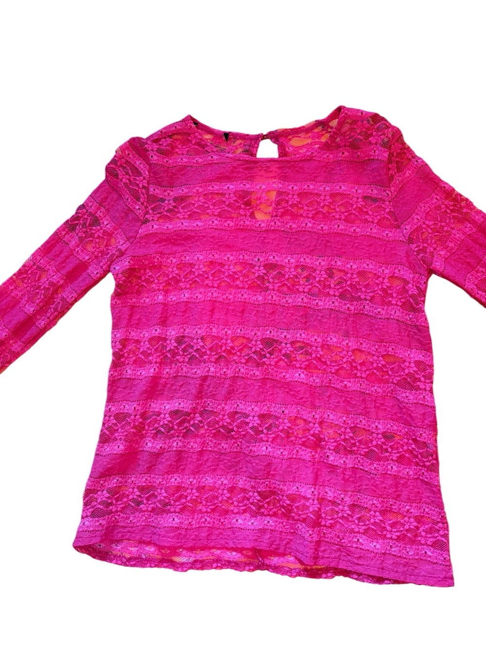 Hot Pink Lace Long Sleeve Top